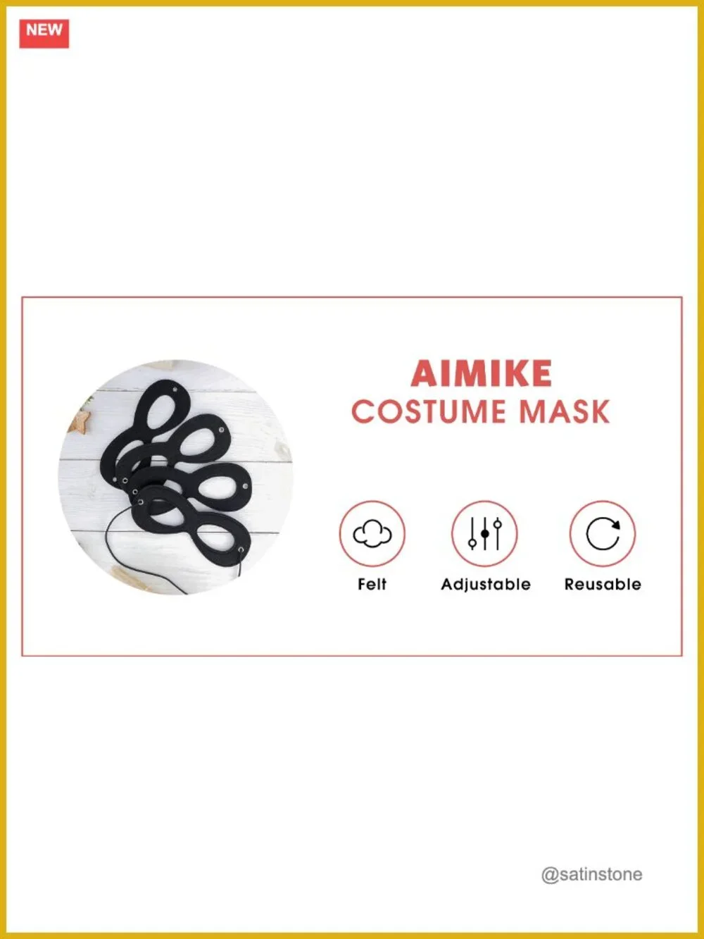 Black Felt Superhero Mask Set of 2 Adjustable Halloween Costume Party